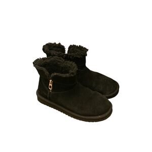 Koolaburra by UGG Koola Short Zip Black Suede Shearling Boots Women’s Size 6